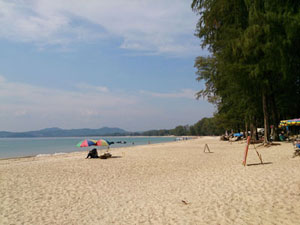 Hotels sit directly on Bangtao Beach